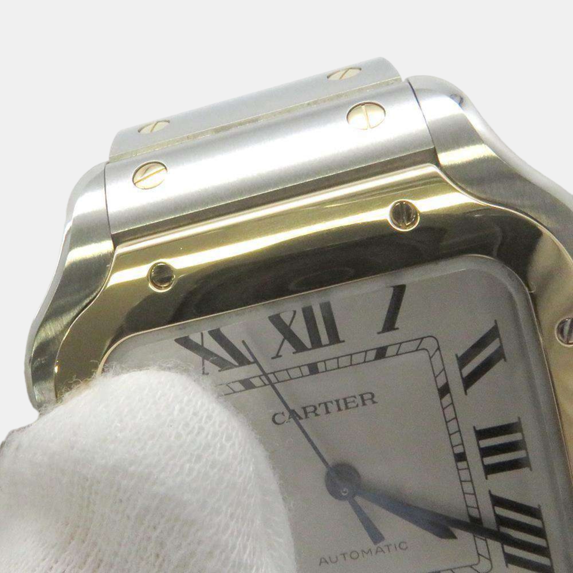 Cartier Silver 18k Yellow Gold Stainless Steel Santos De Cartier W2SA0009 Automatic Men's Wristwatch 40 Mm