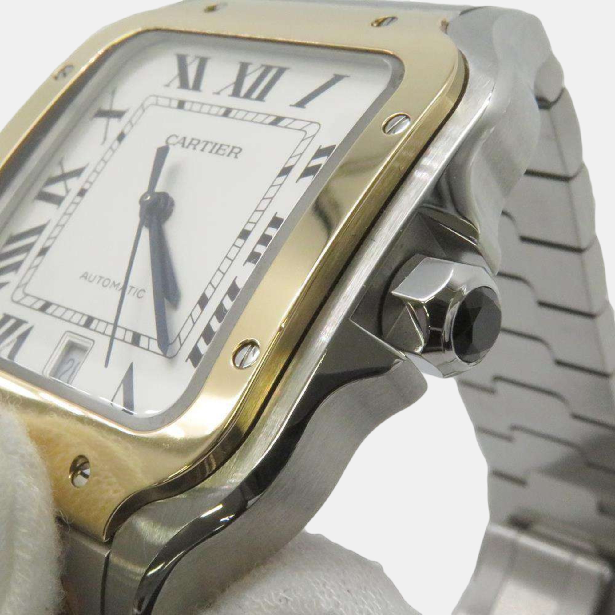 Cartier Silver 18k Yellow Gold Stainless Steel Santos De Cartier W2SA0009 Automatic Men's Wristwatch 40 Mm