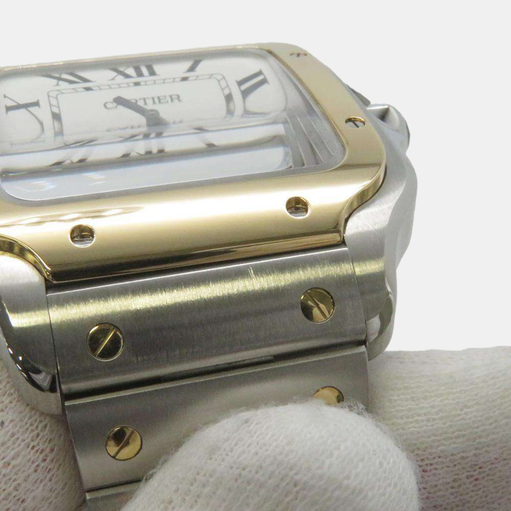 Cartier Silver 18k Yellow Gold Stainless Steel Santos De Cartier W2SA0009 Automatic Men's Wristwatch 40 Mm