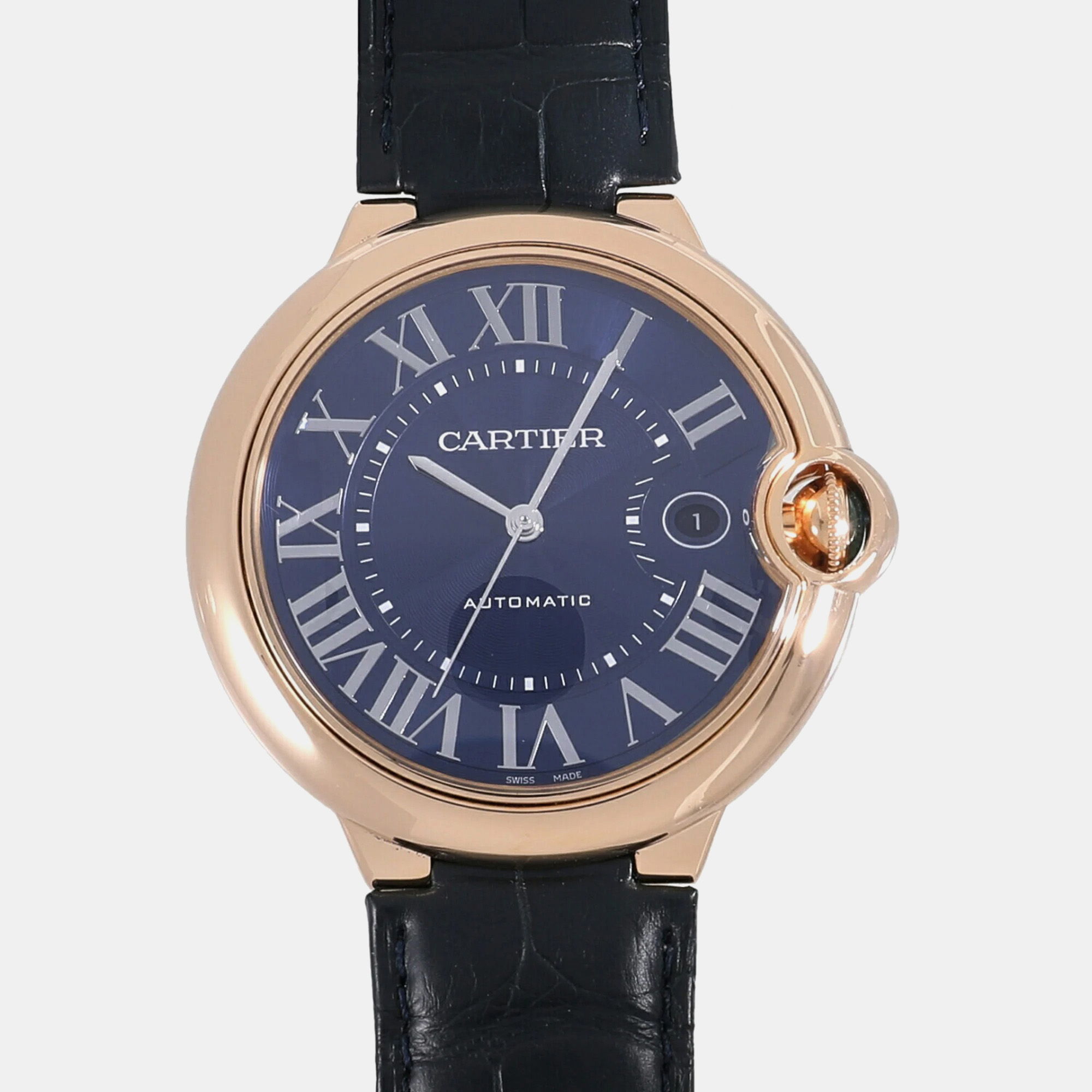 Cartier blue 18k rose gold ballon bleu wgbb0036 automatic men's wristwatch 42 mm