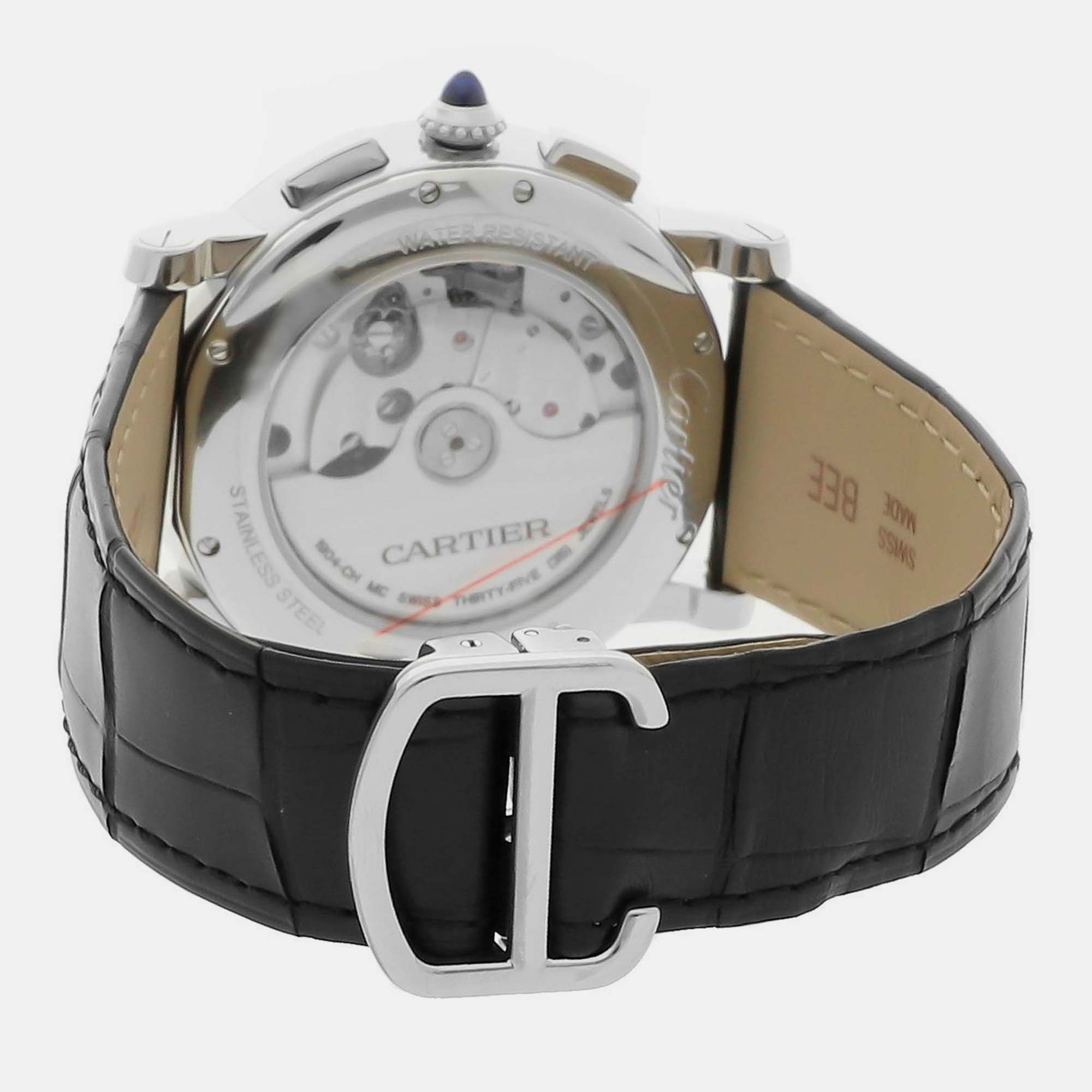 Cartier Silver Stainless Steel Rotonde De Cartier WSRO0002 Automatic Men's Wristwatch 40 Mm