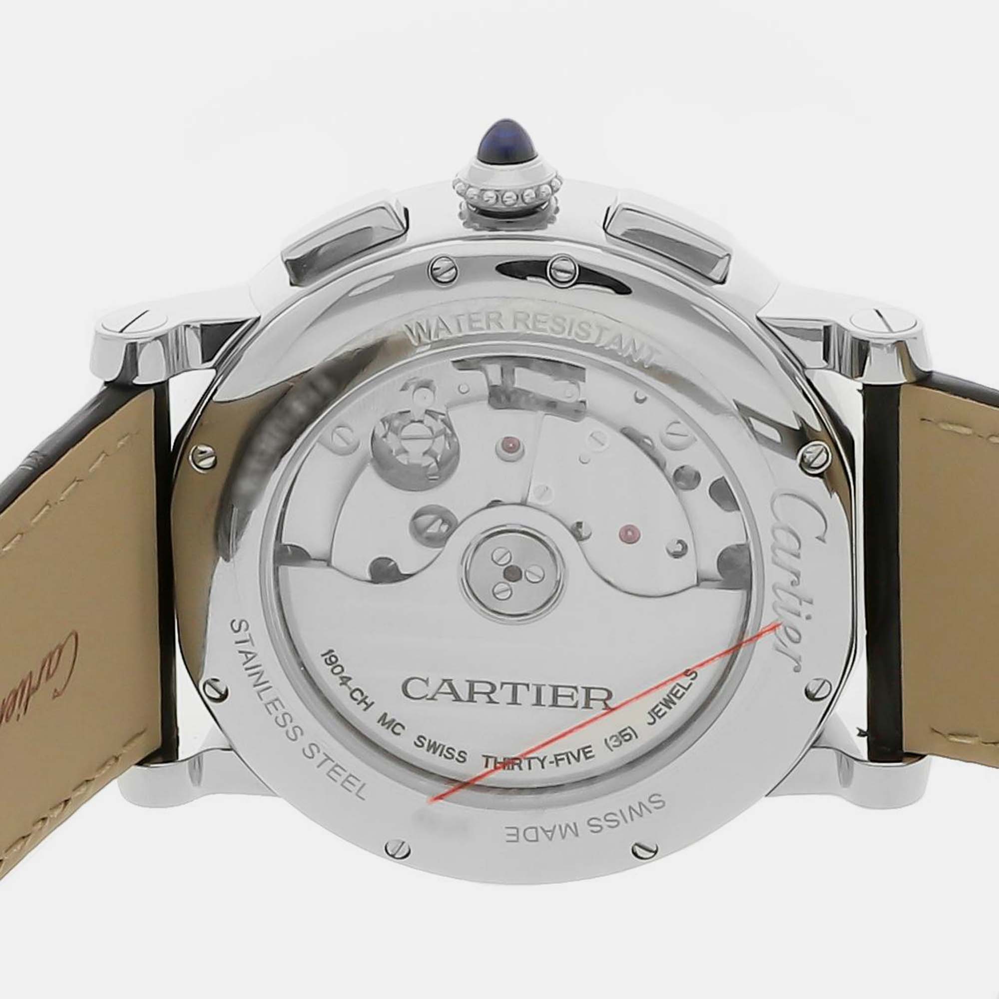 Cartier Silver Stainless Steel Rotonde De Cartier WSRO0002 Automatic Men's Wristwatch 40 Mm