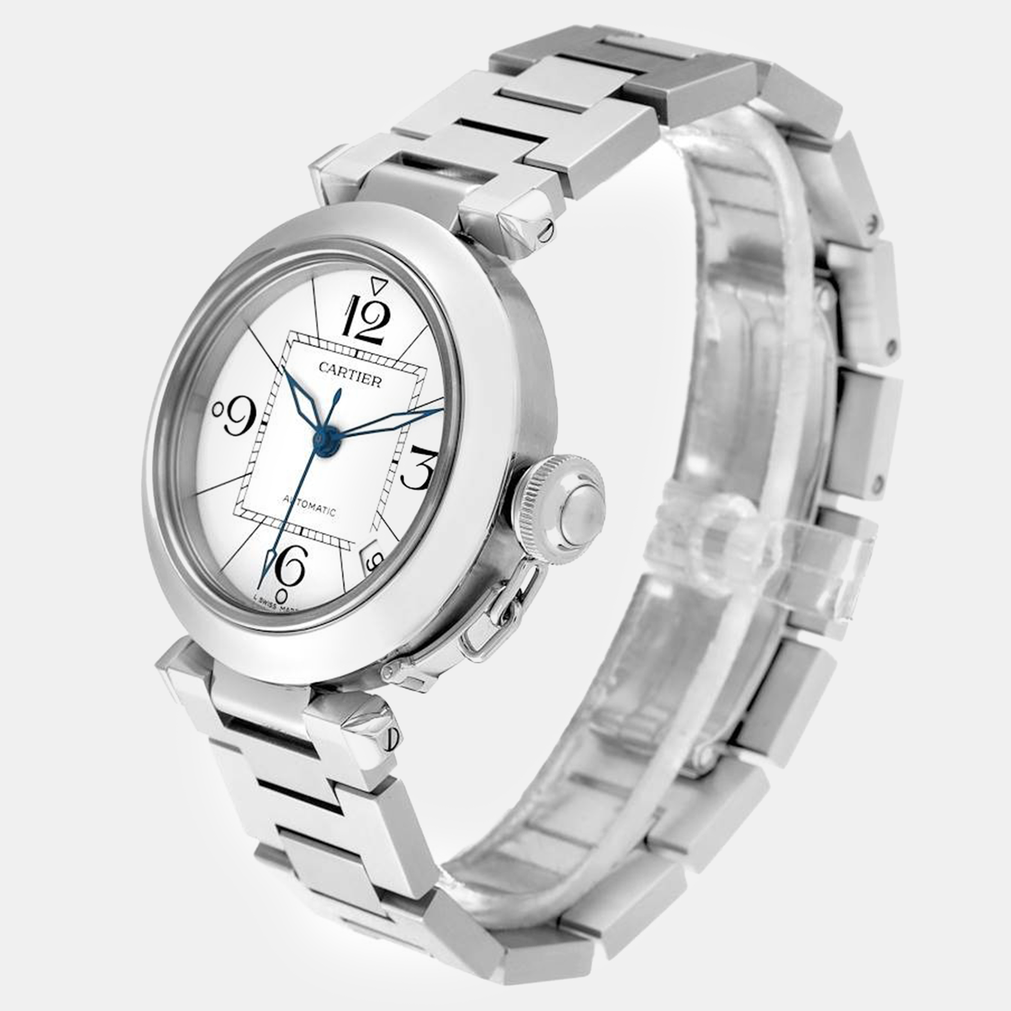 Cartier Pasha C Midsize White Dial Automatic Steel Mens Watch W31074M7