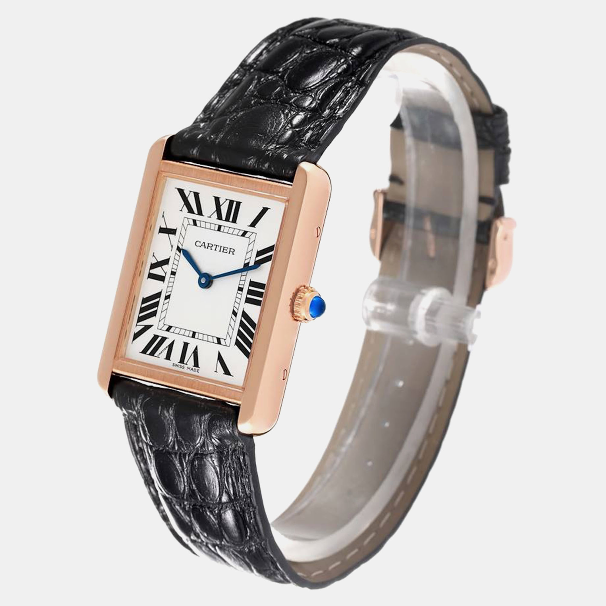 Cartier Tank Solo Large Steel Rose Gold Steel Men's Watch W5200025 34 X 27 Mm