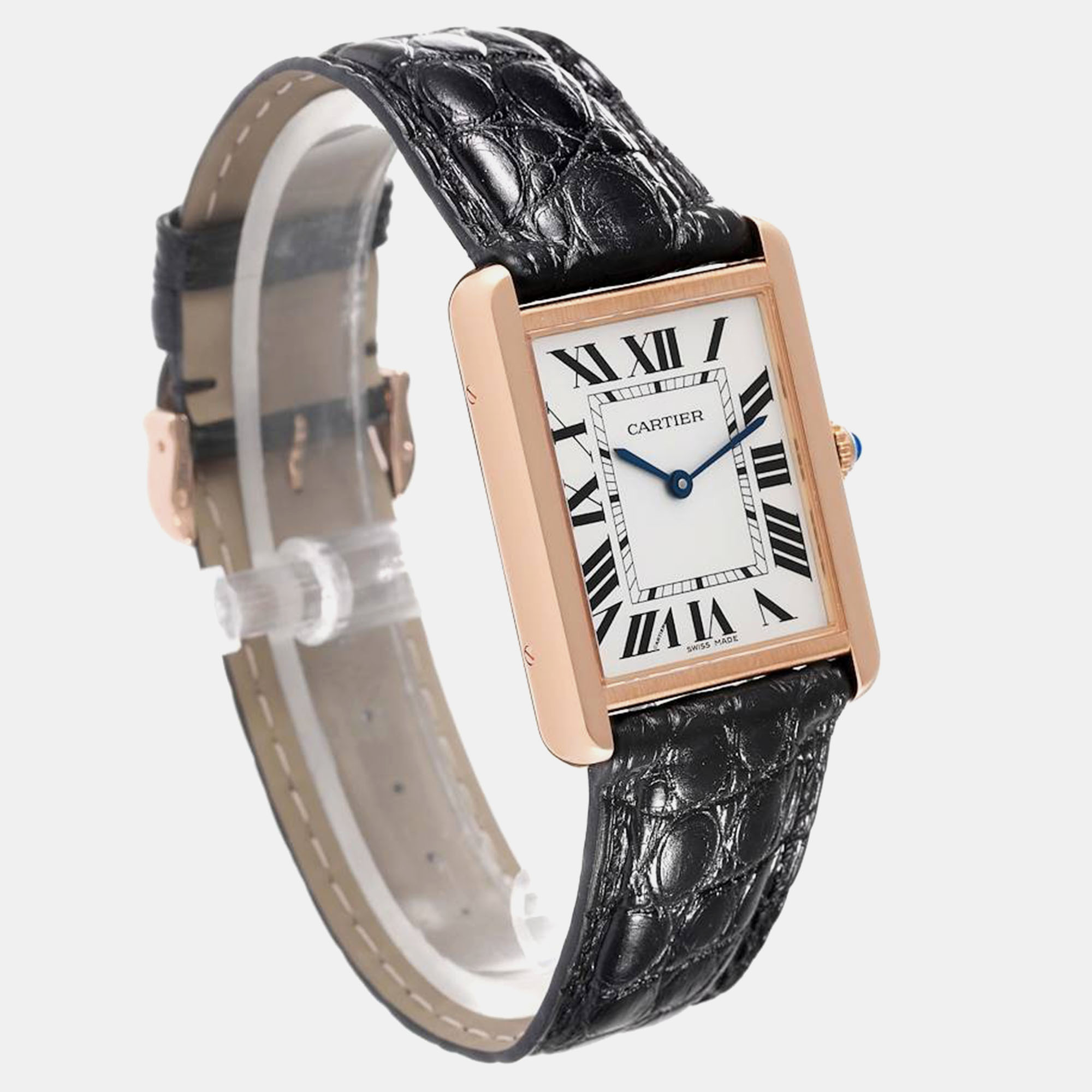 Cartier Tank Solo Large Steel Rose Gold Steel Men's Watch W5200025 34 X 27 Mm