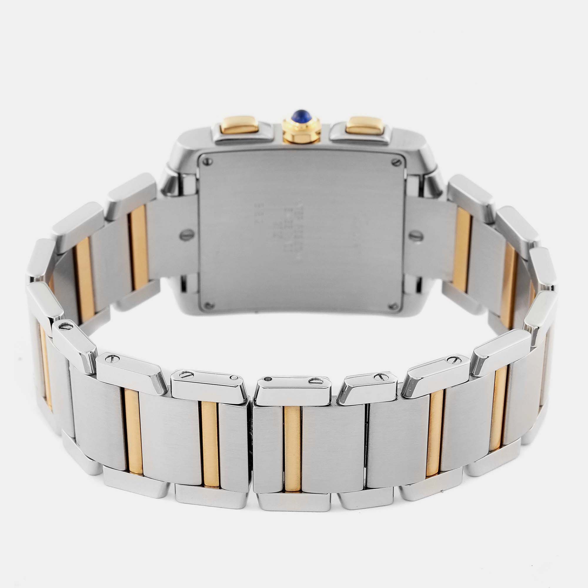 Cartier Silver 18k Yellow Gold Stainless Steel Tank Francaise W51004Q4 Quartz  Men's Wristwatch 37 Mm