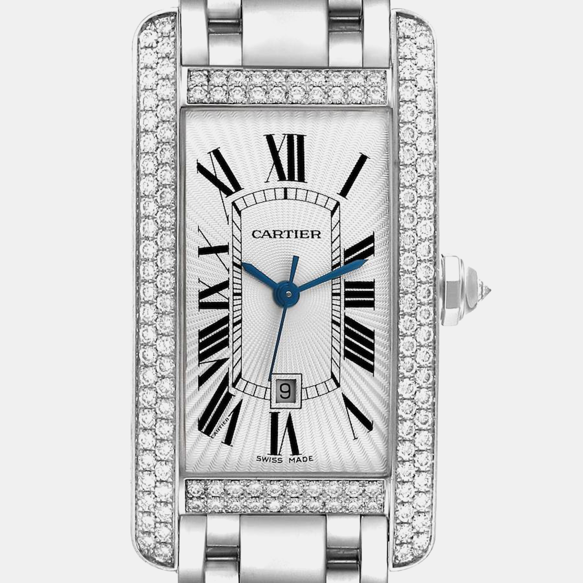 Cartier Tank Americaine White Gold Diamond Men's Watch 26.6 Mm