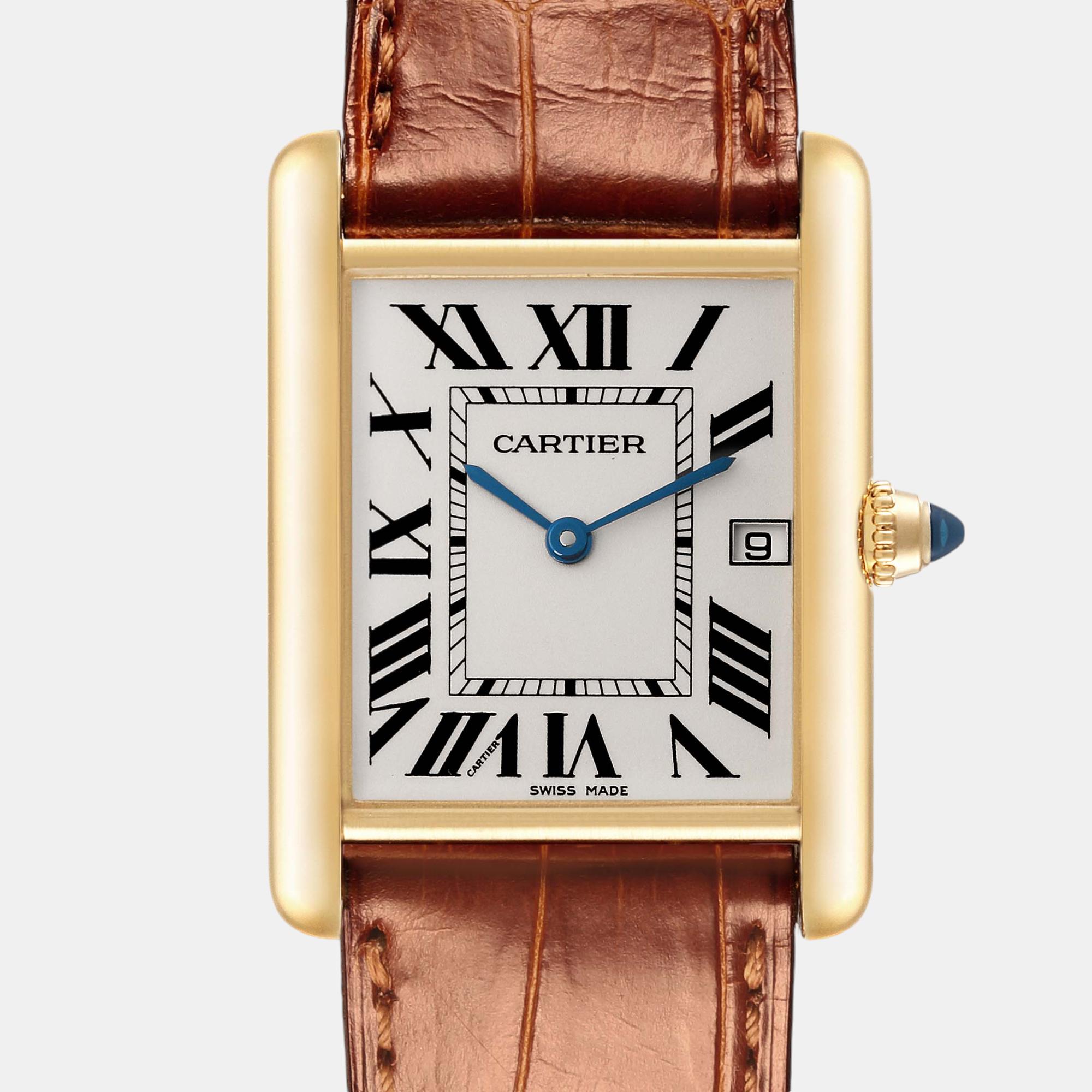 Cartier Tank Louis Yellow Gold Leather Men's Watch W1529756