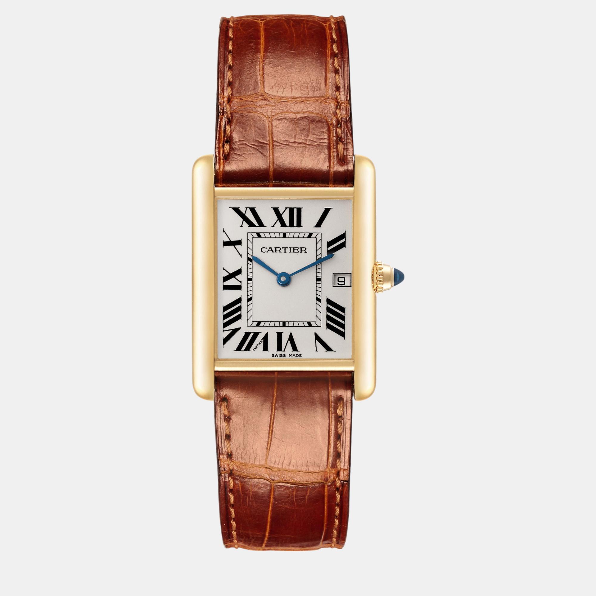 Cartier Tank Louis Yellow Gold Leather Men's Watch W1529756