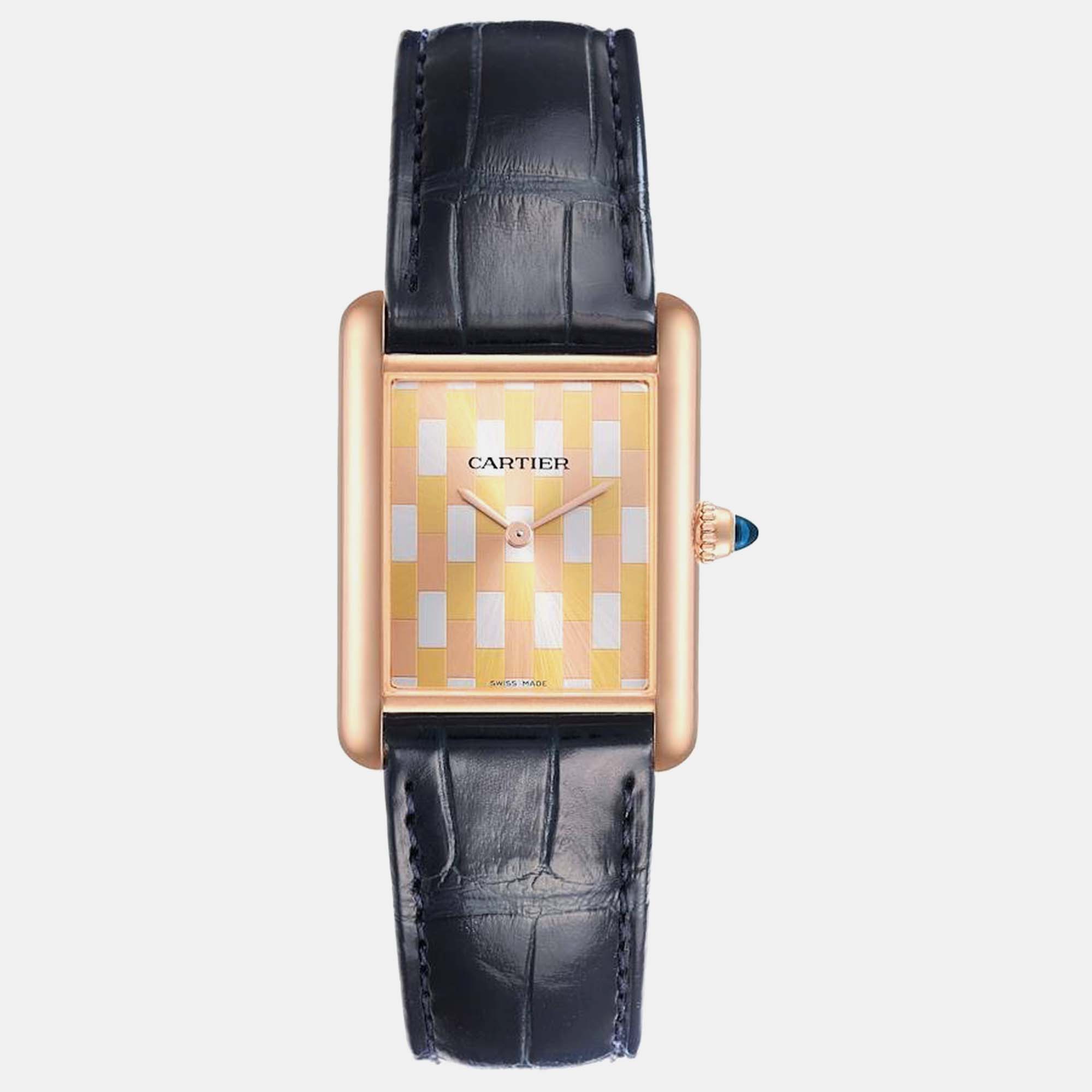 Cartier Tank Louis Large Three-Gold Dial Yellow Gold Men's Watch WGTA0176 25.5 X 33.7 Mm