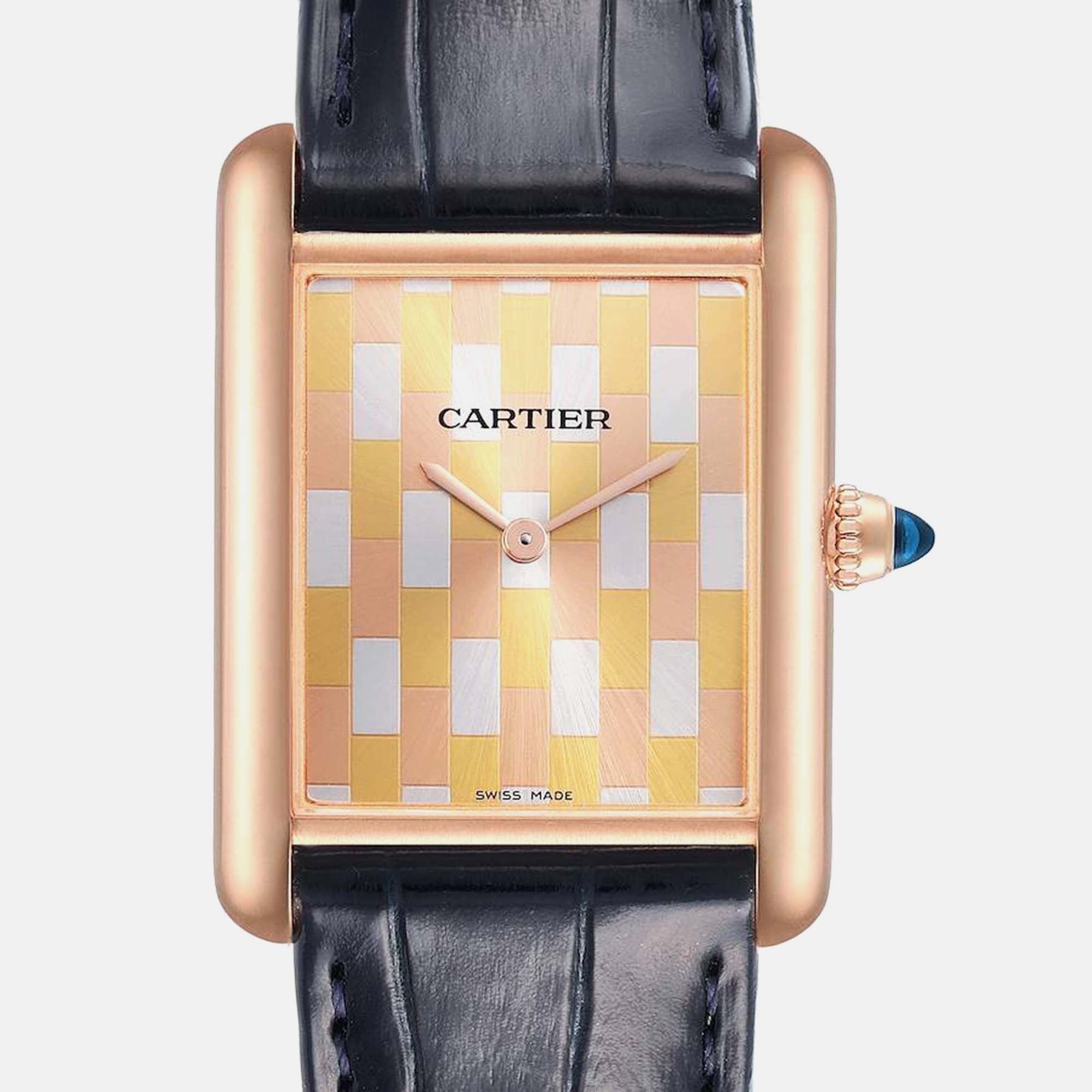 Cartier Tank Louis Large Three-Gold Dial Yellow Gold Men's Watch WGTA0176 25.5 X 33.7 Mm