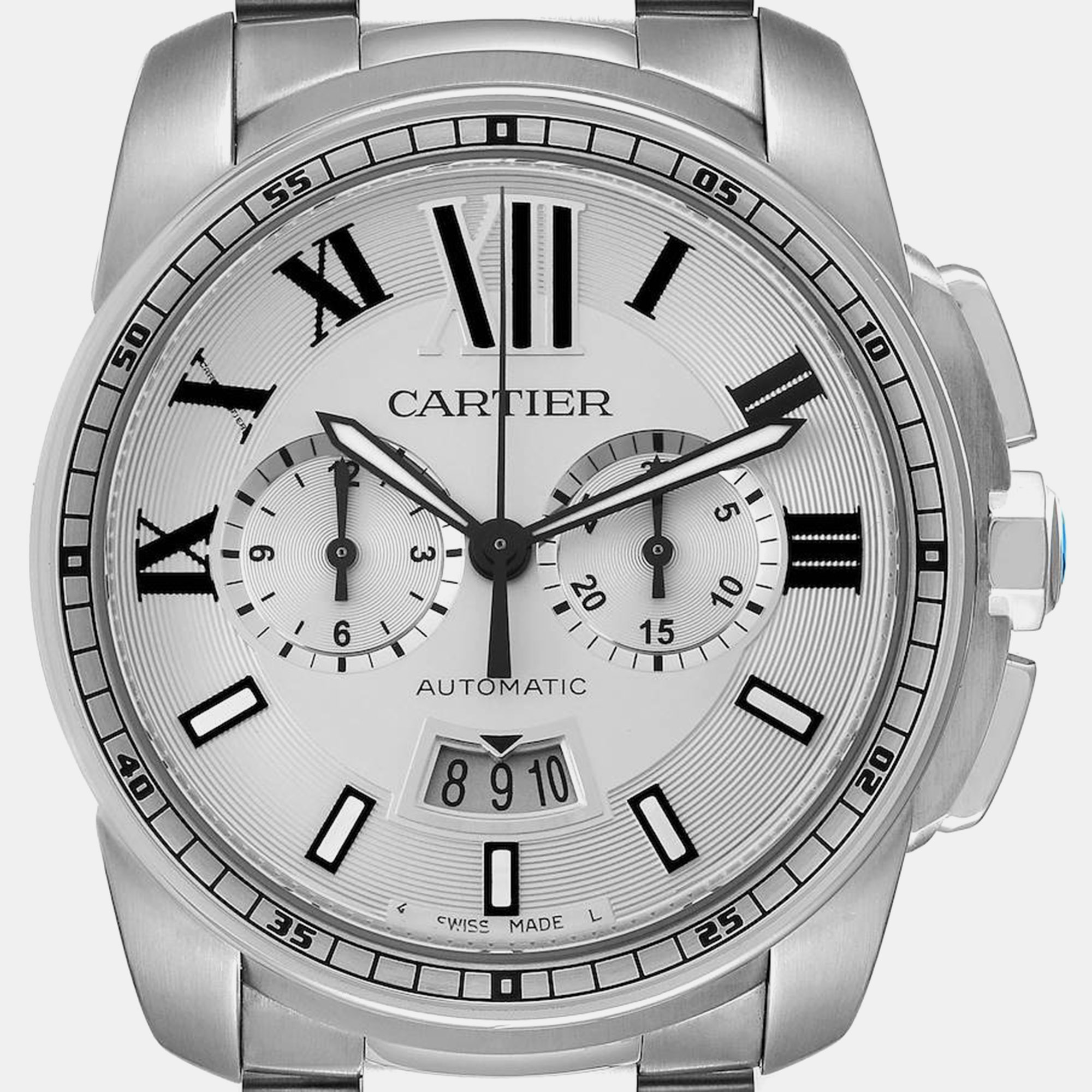 Cartier Calibre Chronograph Steel Mens Watch W7100045