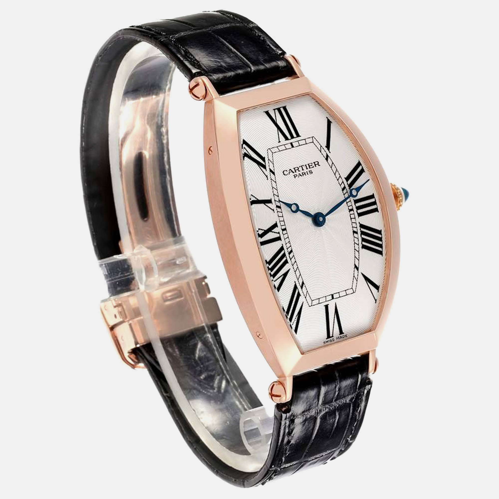 Cartier Tonneau XL CPCP Rose Gold Silver Dial Mens Watch W1546251 29.5 Mm X 51 Mm