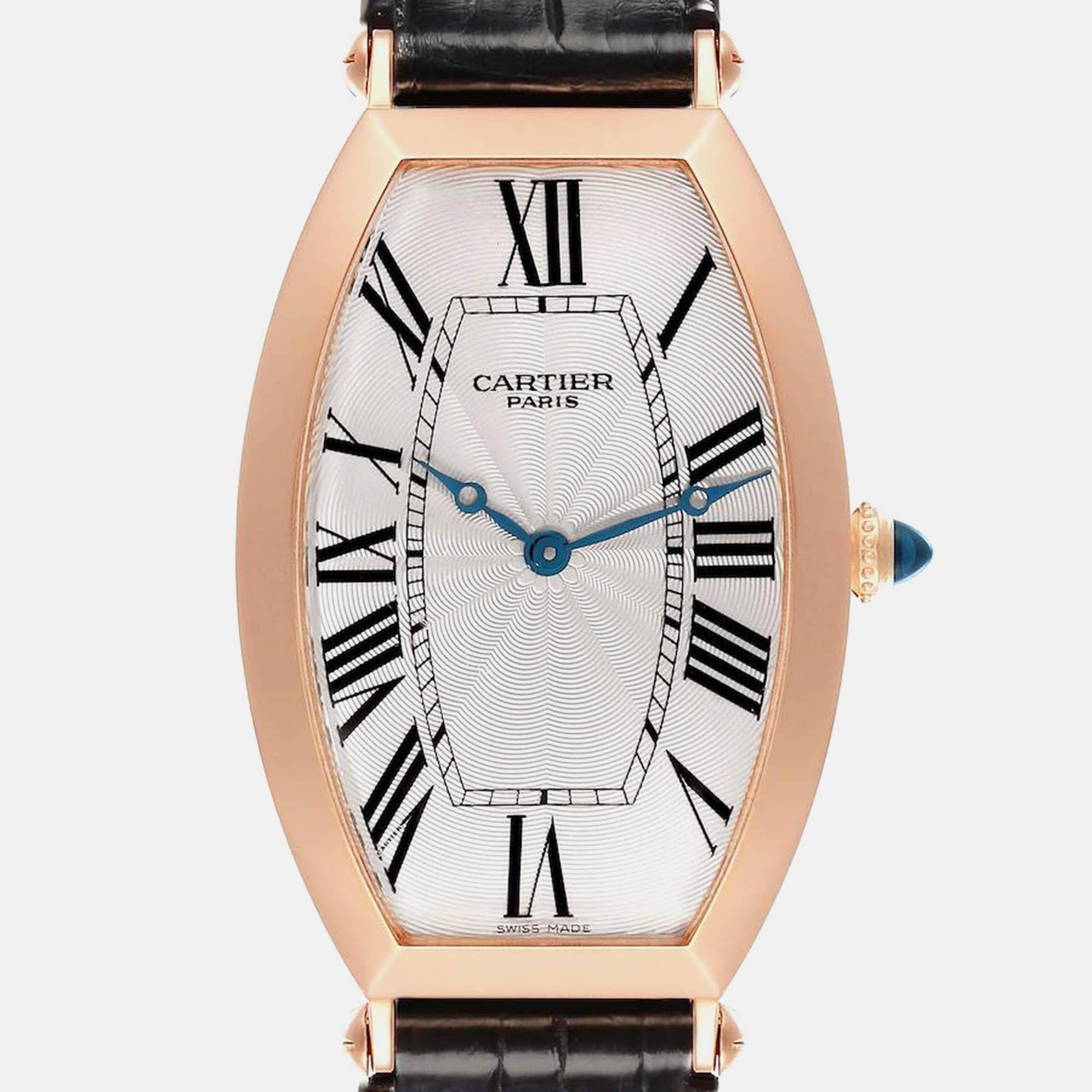 Cartier Tonneau XL CPCP Rose Gold Silver Dial Mens Watch W1546251 29.5 Mm X 51 Mm