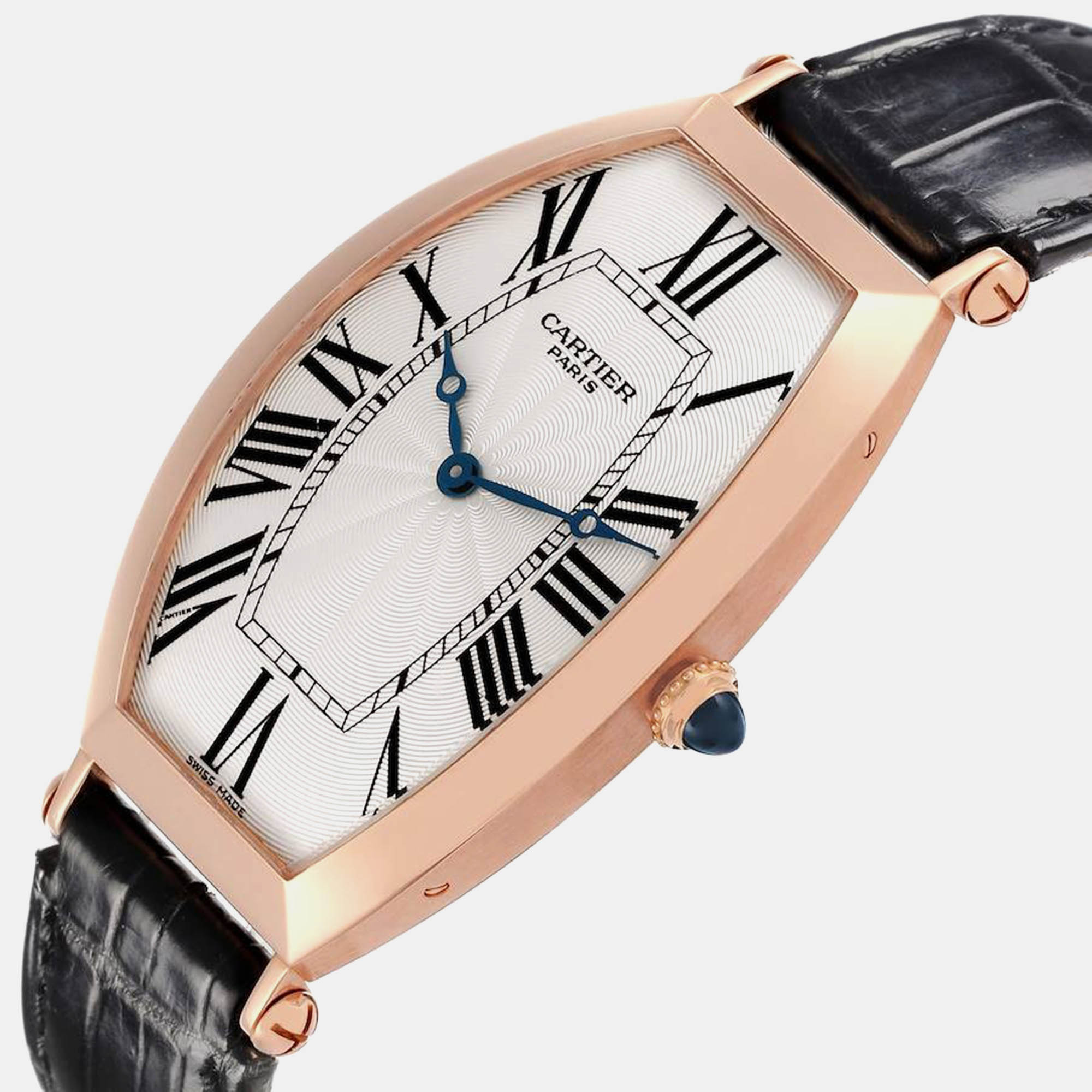 Cartier Tonneau XL CPCP Rose Gold Silver Dial Mens Watch W1546251 29.5 Mm X 51 Mm