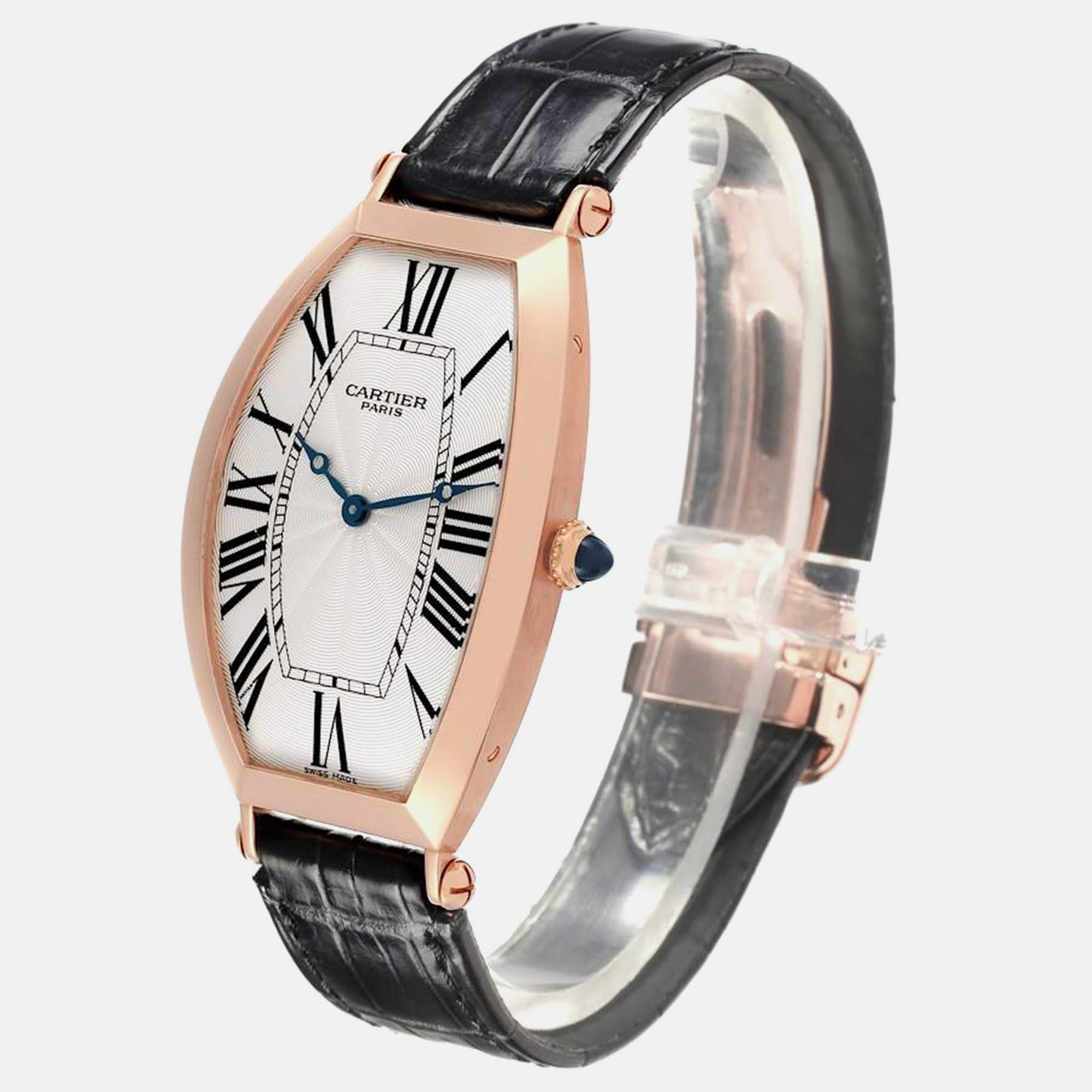 Cartier Tonneau XL CPCP Rose Gold Silver Dial Mens Watch W1546251 29.5 Mm X 51 Mm