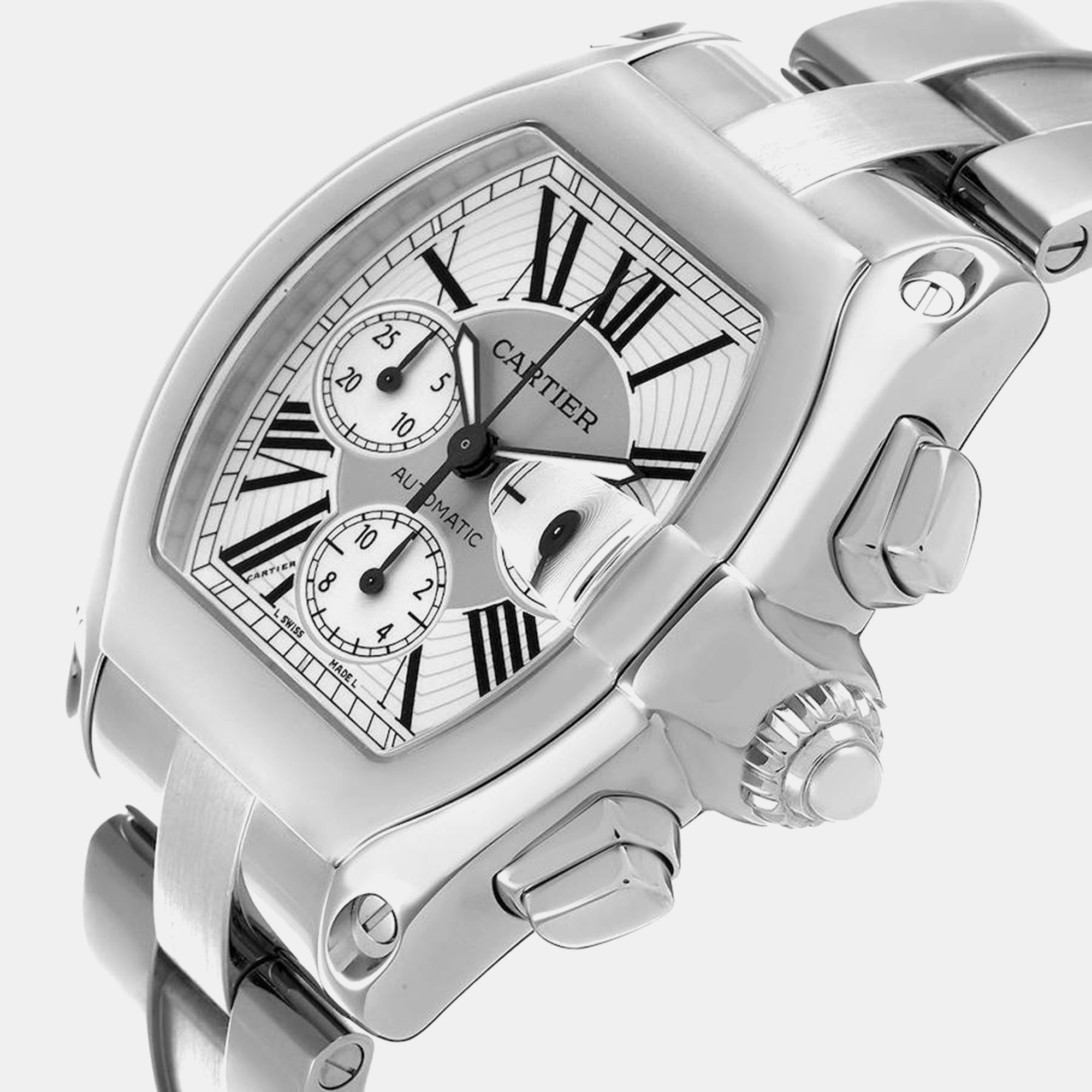 Cartier Roadster XL Chronograph Steel Men's Watch 43 Mm