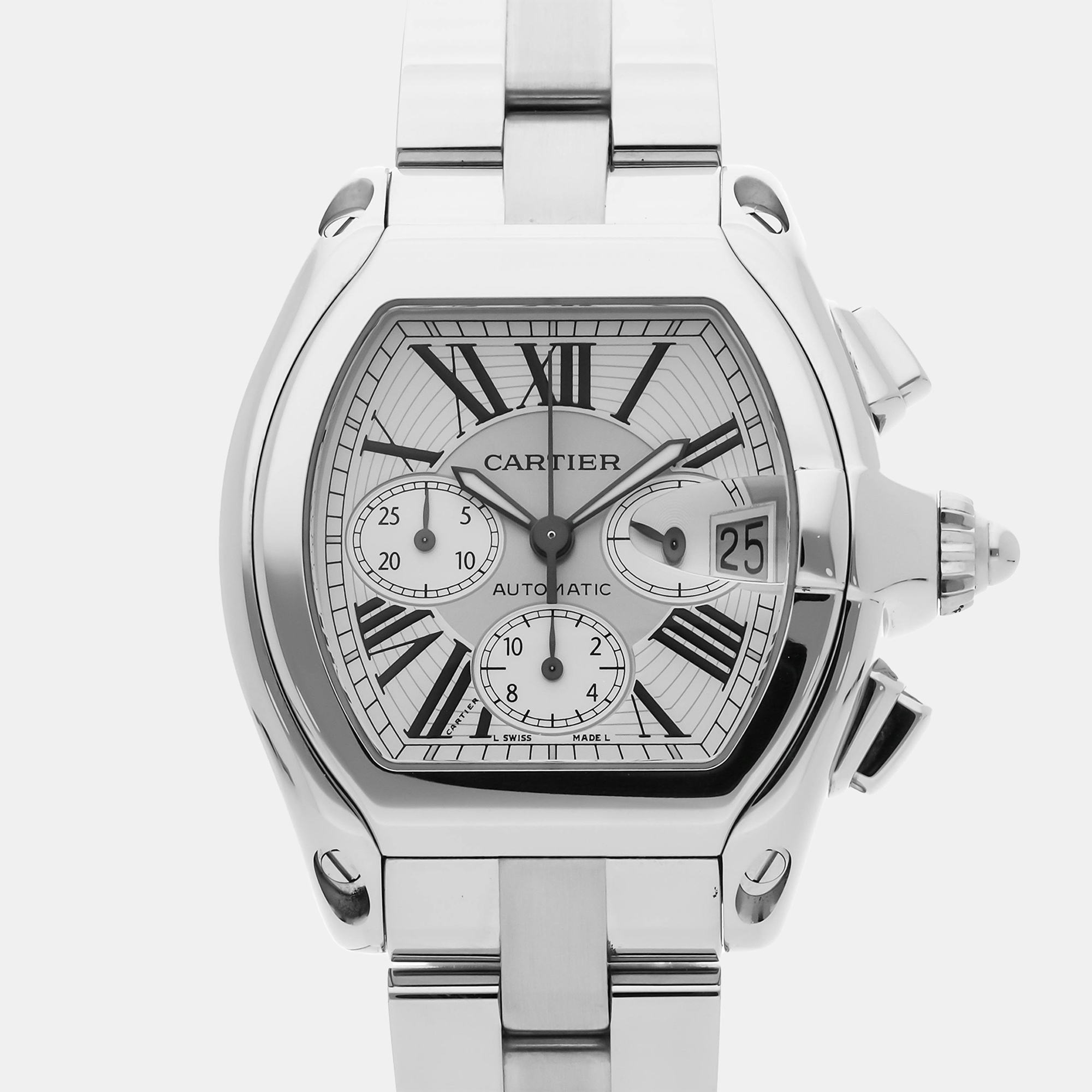 Pre-Owned Cartier Roadster XL Chronograph W62019X6 48 x 43 mm, Silver
Pre-Owned Cartier Roadster XL Chronograph W62019X6 48 x 43 mm, Silver