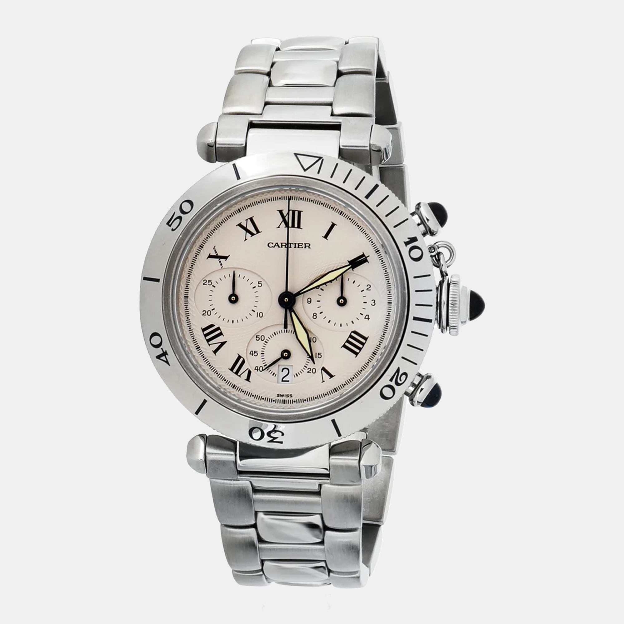 Cartier Silver Stainless Steel Pasha 1050 Quartz Men's Wristwatch 38 mm
Cartier Silver Stainless Steel Pasha 1050 Quartz Men's Wristwatch 38 mm