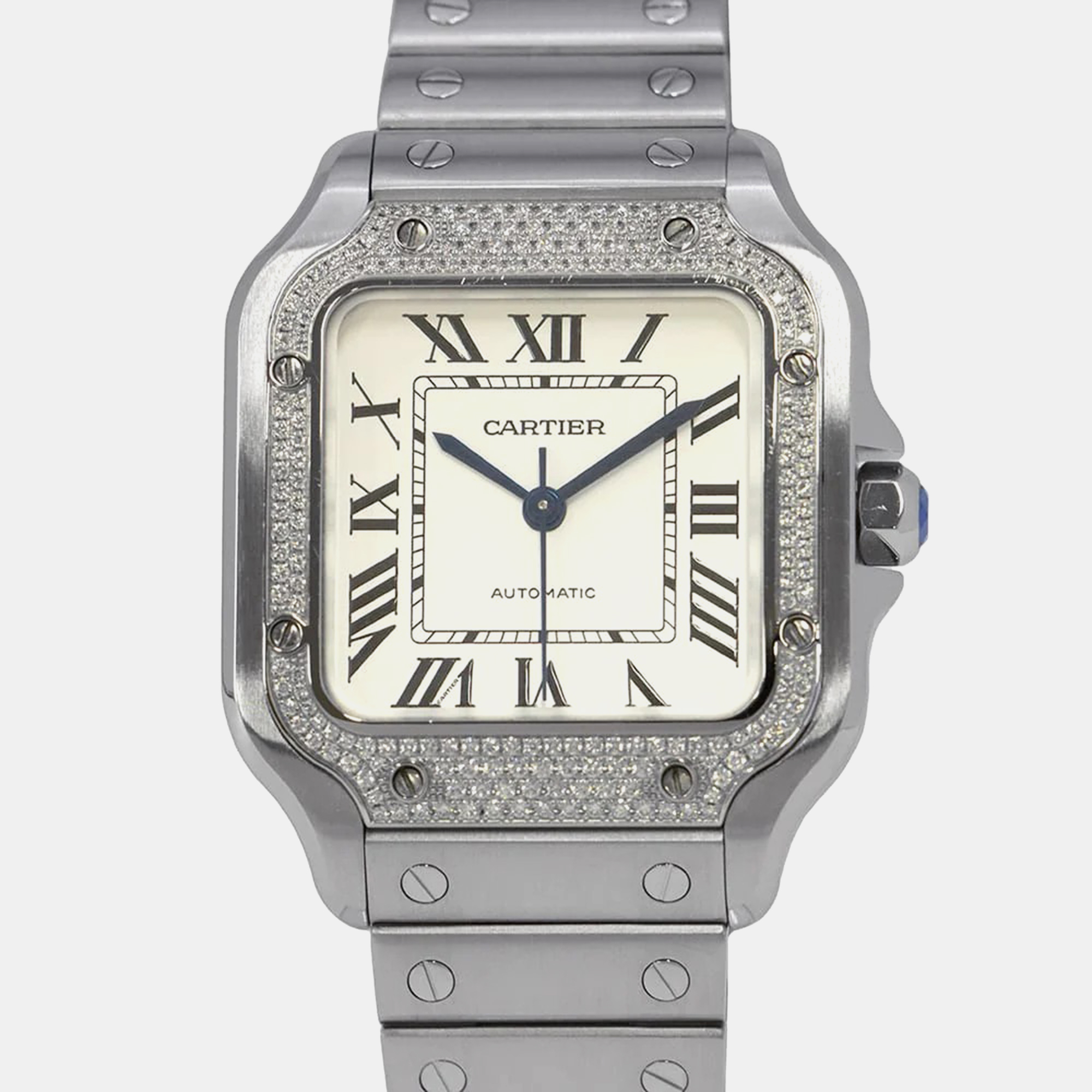 Cartier White Stainless Steel Diamond Santos W4SA0005 Men's Wristwatch
Cartier White Stainless Steel Diamond Santos W4SA0005 Men's Wristwatch