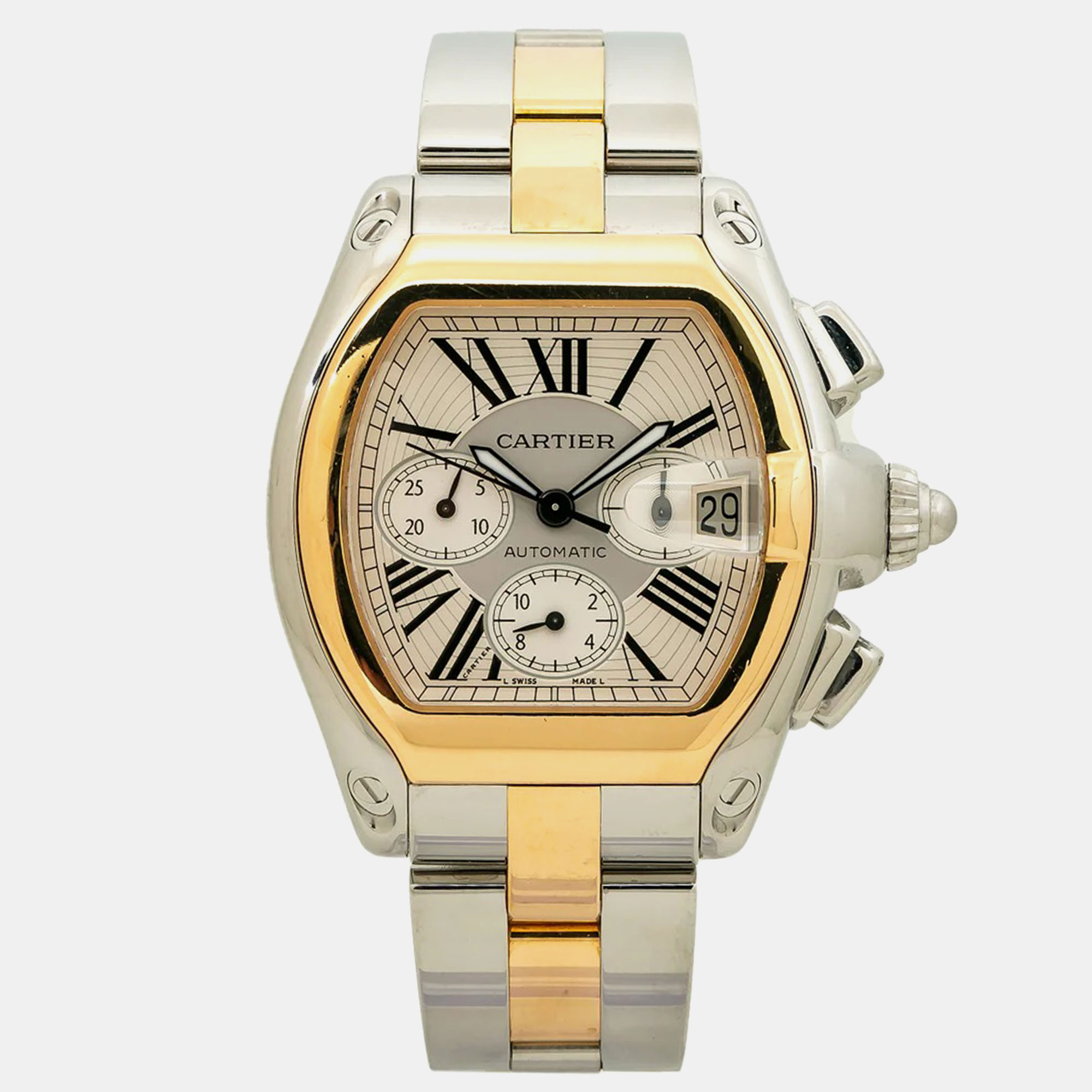 Cartier White 18K Yellow Gold Stainless Steel Roadster W62027Z1 Automatic Men's Wristwatch 48 mm
Cartier White 18K Yellow Gold Stainless Steel Roadster W62027Z1 Automatic Men's Wristwatch 48 mm
