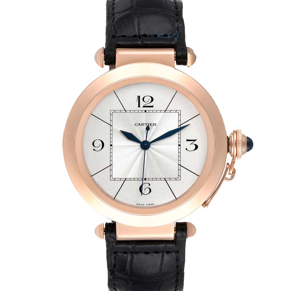 Cartier Silver 18K Rose Gold Pasha W3019351 Men's Wristwatch 42 MM