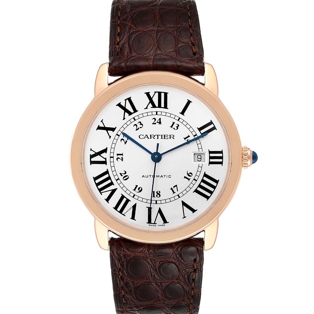 Cartier Silver 18K Rose Gold Ronde Solo XL W6701009 Men's Wristwatch 42 MM