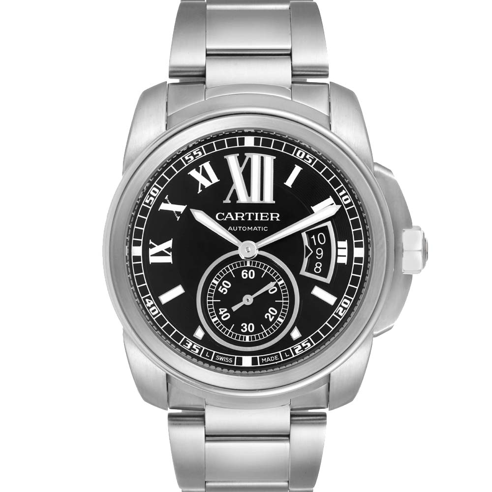 Cartier Black Stainless Steel Calibre de Cartier W7100016 Automatic Men's Wristwatch 42 MM