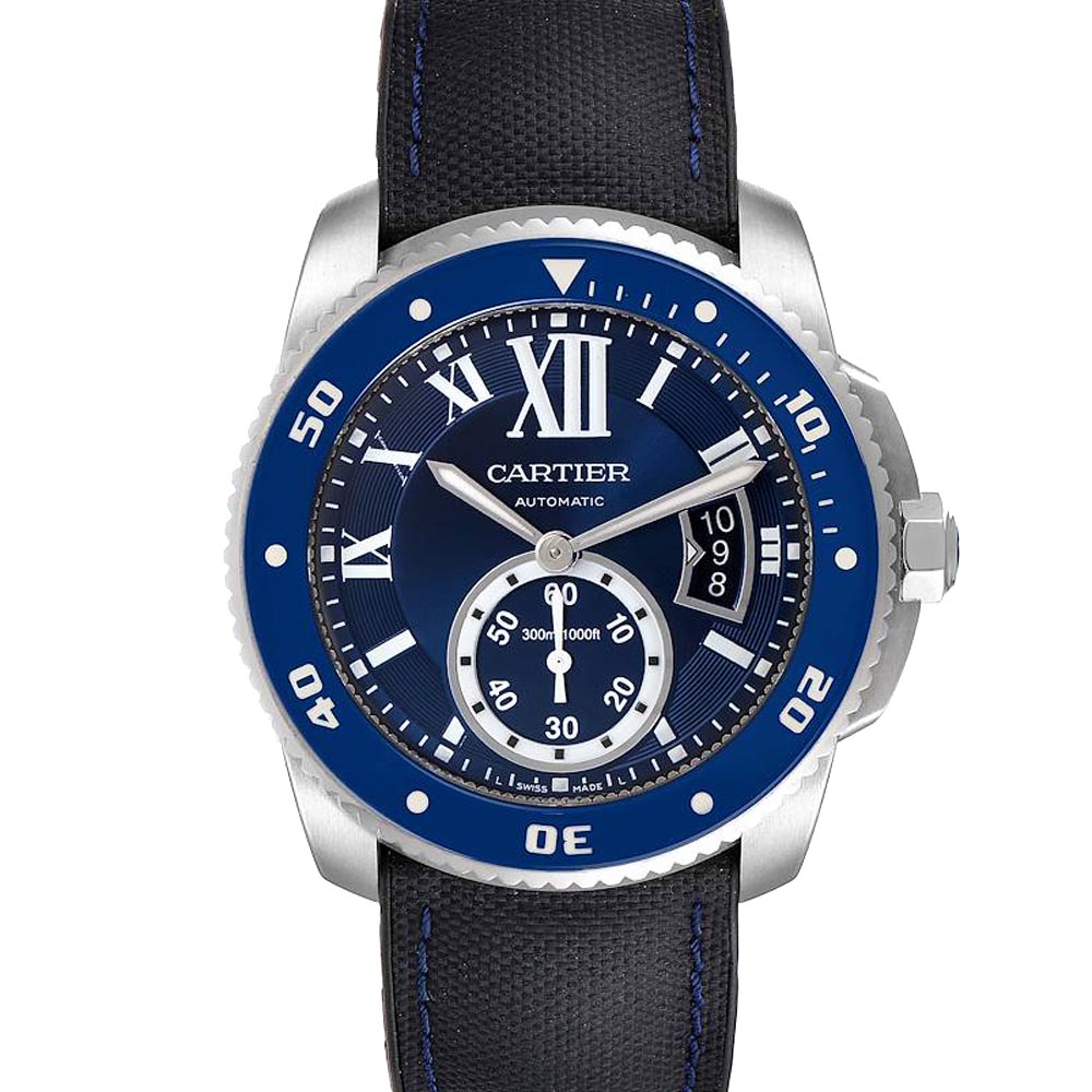 Cartier Blue Stainless Steel Calibre Diver WSCA0011 Men's Wristwatch 42 MM