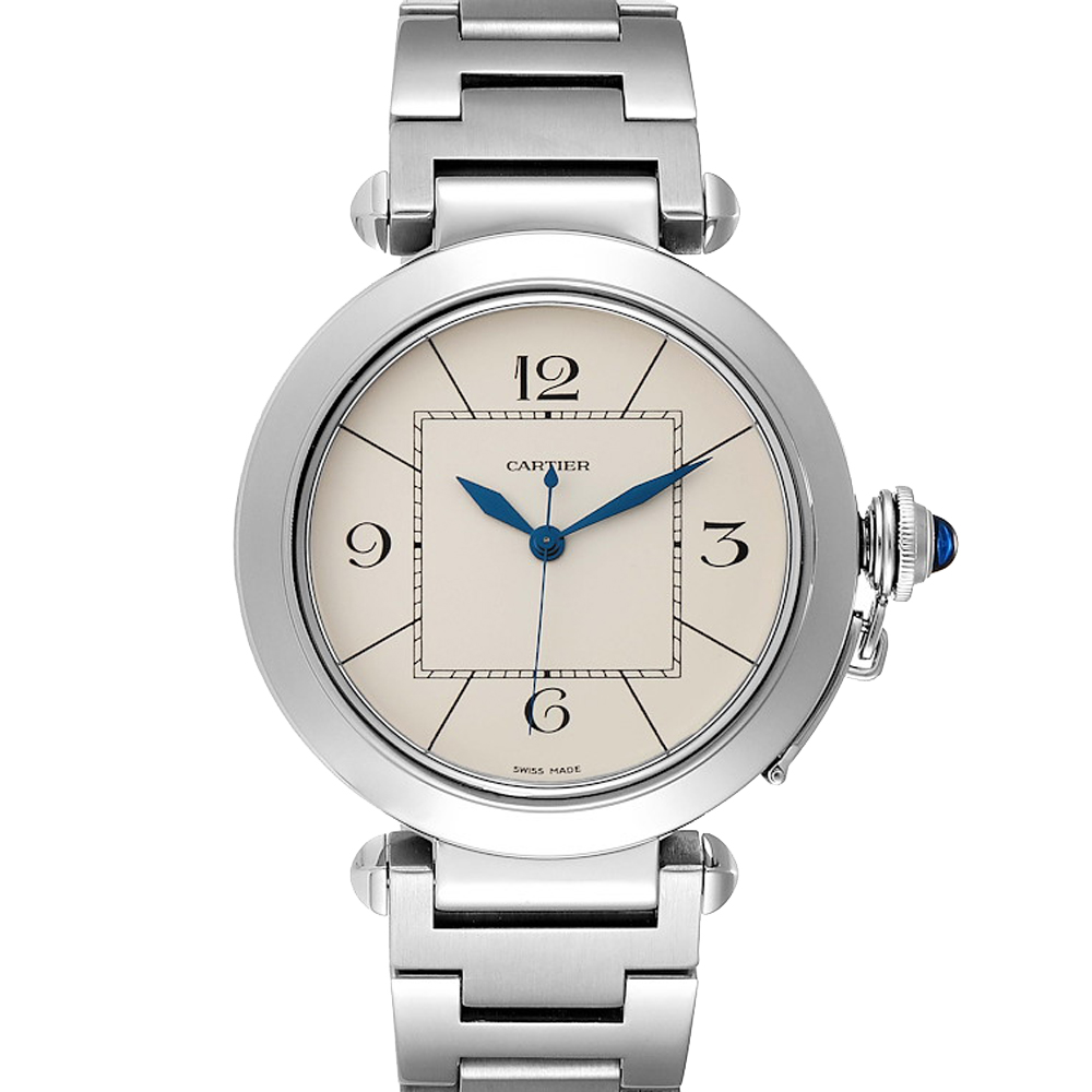 Cartier Silver Stainless Steel Pasha W31072M7 Men's Wristwatch 42 MM