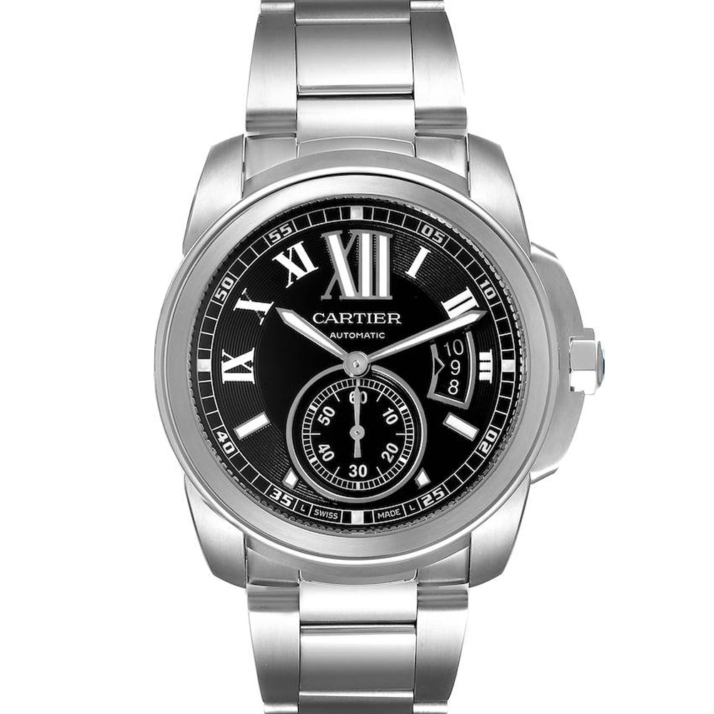 Cartier Black Stainless Steel Calibre De Cartier W7100016 Men's Wristwatch 42 MM