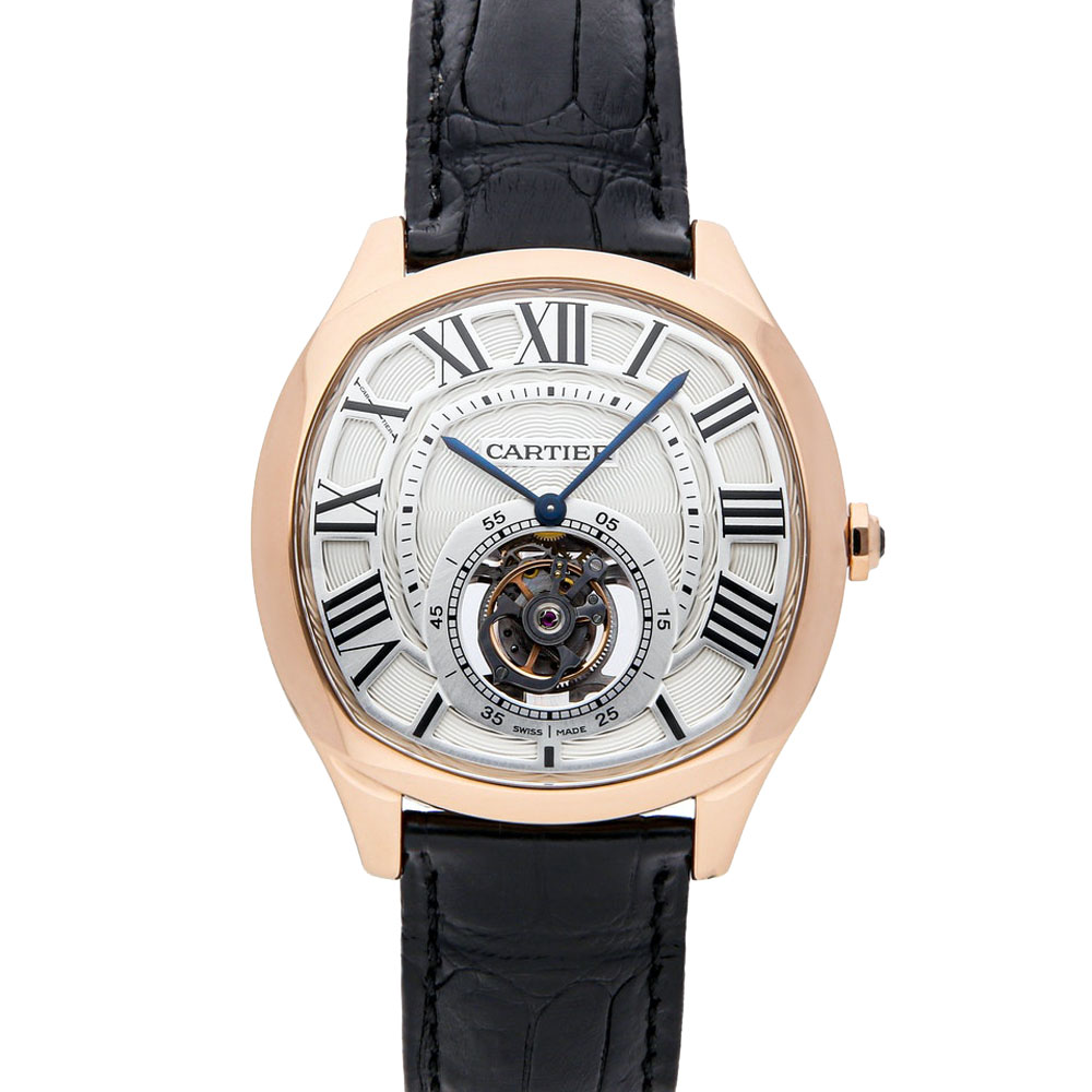 Cartier Silver 18K Rose Gold Drive De Cartier Flying Tourbillon W4100013 Men's Wristwatch 40 MM
