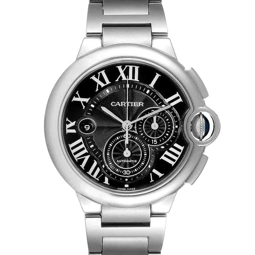 Cartier Black Stainless Steel Ballon Bleu XL Chronograph W6920077 Men's Wristwatch 44 MM