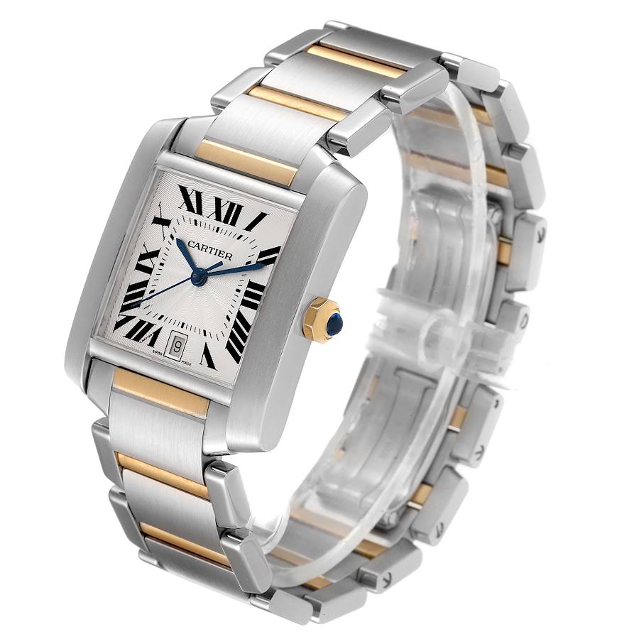 Cartier Silver 18K Yellow Gold And Stainless Steel Tank Francaise W51005Q4 Men's Wristwatch 28 x 32 MM4