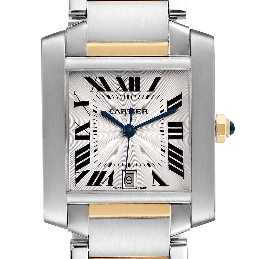 Cartier Silver 18K Yellow Gold And Stainless Steel Tank Francaise W51005Q4 Men's Wristwatch 28 x 32 MM1