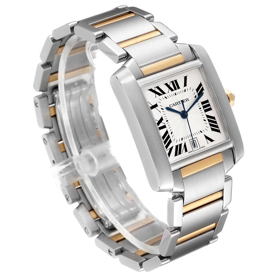 Cartier Silver 18K Yellow Gold And Stainless Steel Tank Francaise W51005Q4 Men's Wristwatch 28 x 32 MM5