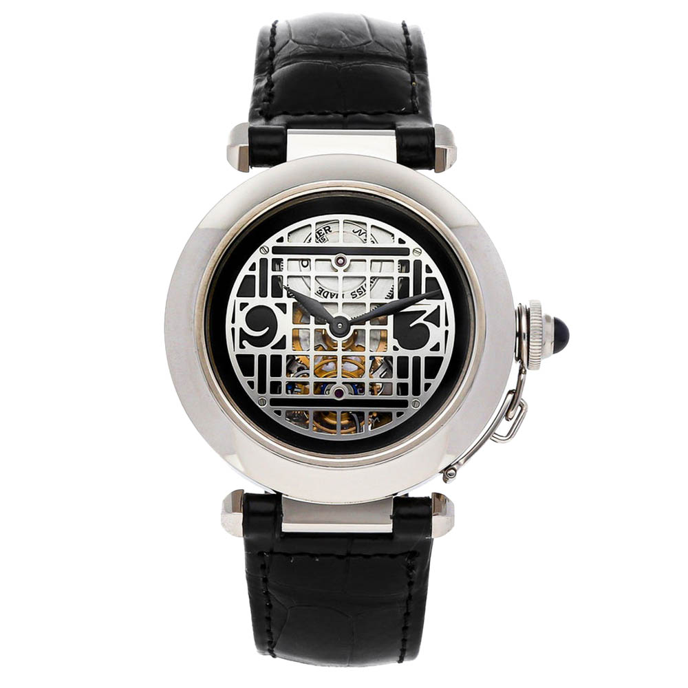 Cartier Black 18K White Gold Pasha Tourbillon W3017751 Men's Wristwatch 38 MM