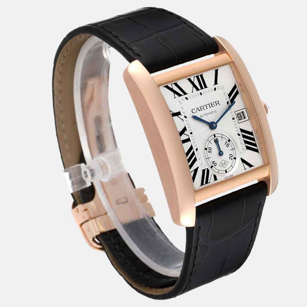Cartier Silver 18K Rose Gold Tank MC Collaborateur W5330001 Men's Wristwatch 34 Mm