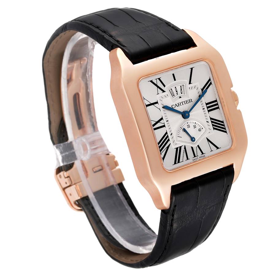 Cartier Silver 18K Rose Gold Santos-Dumont W2020067 Men's Wristwatch 38 Mm