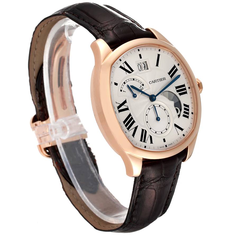 Cartier Silver 18k Rose Gold Drive Retrograde Chronograph WGNM0005 Men's Wristwatch 40 Mm