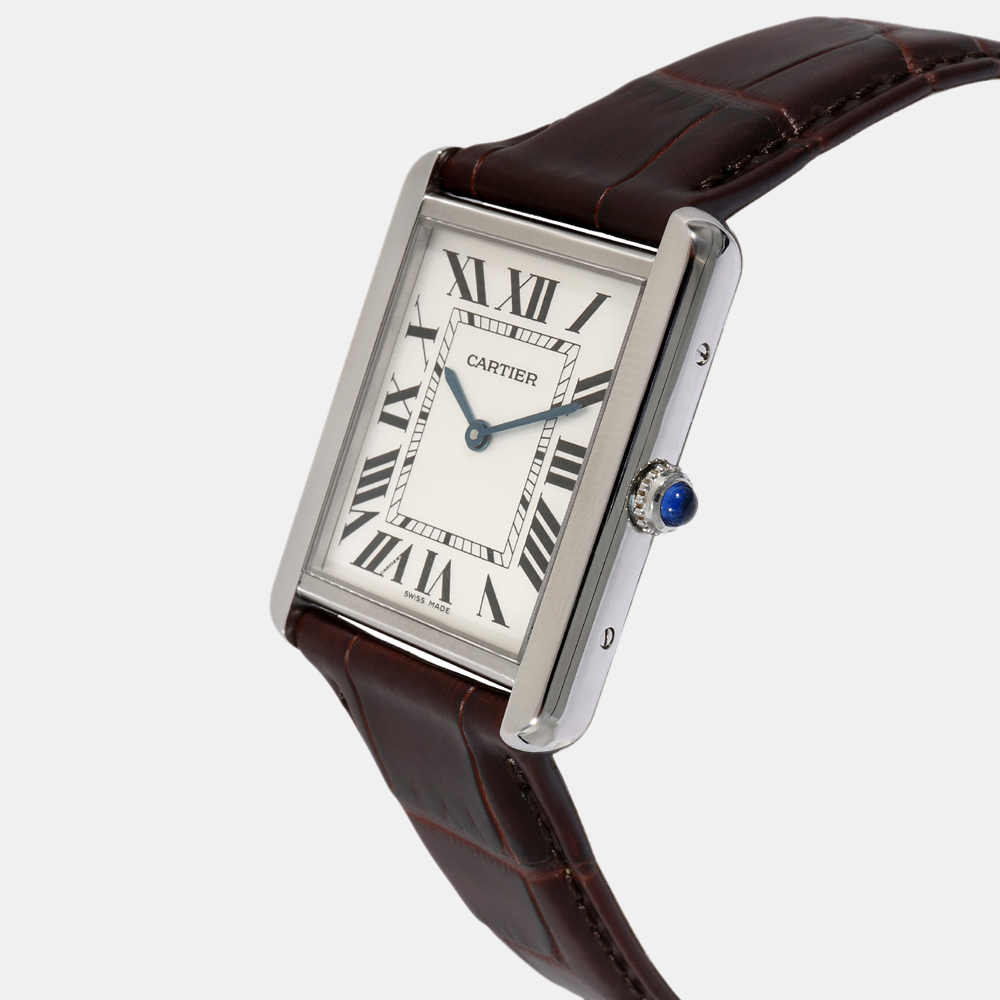 Cartier Stainless Steel Tank Solo Quartz W1018355 Men's Wristwatch 27 mm, Silver
Cartier Stainless Steel Tank Solo Quartz W1018355 Men's Wristwatch 27 mm, Silver