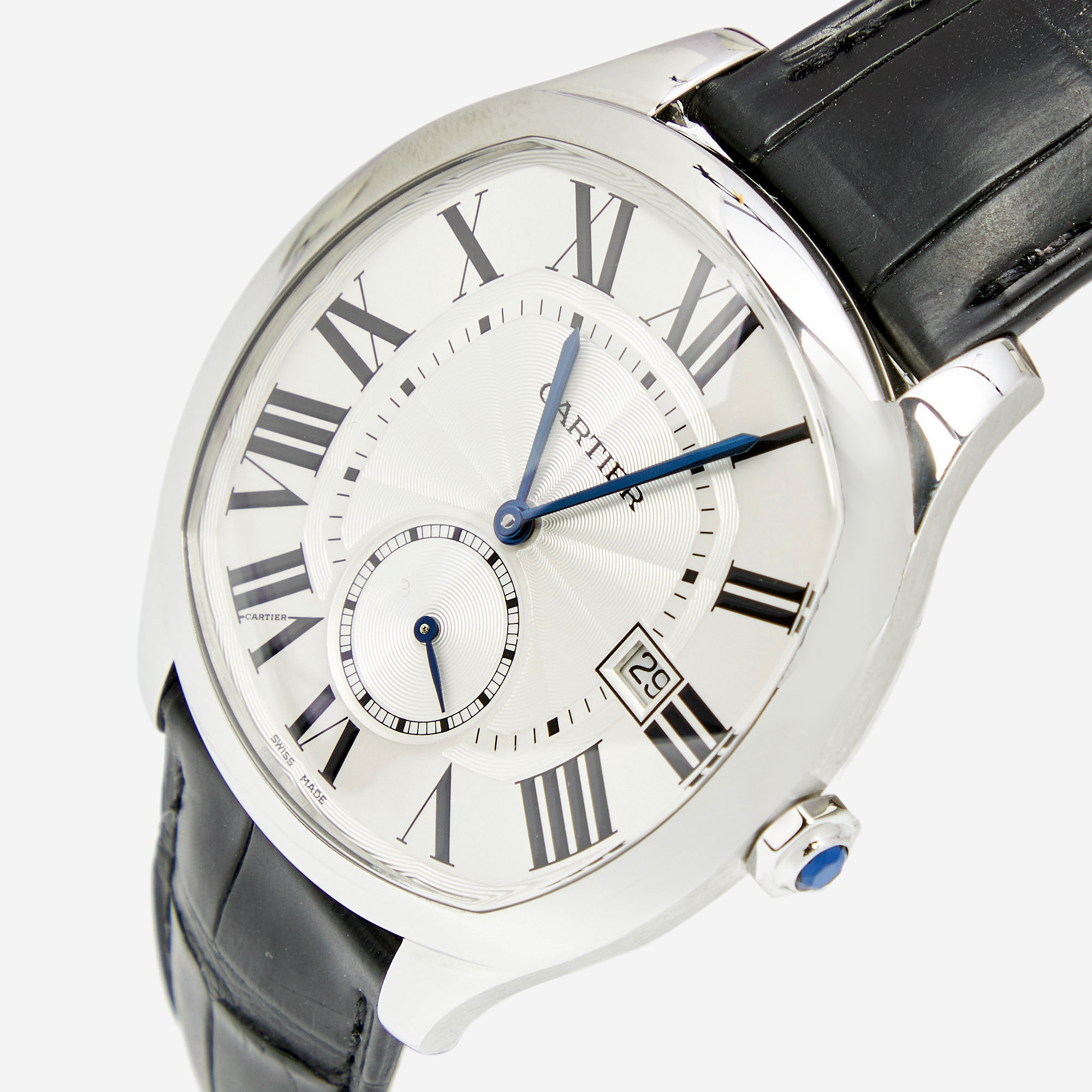 Cartier Silver Stainless Steel Alligator Drive de Cartier WSNM0004 Men's Wristwatch
Cartier Silver Stainless Steel Alligator Drive de Cartier WSNM0004 Men's Wristwatch