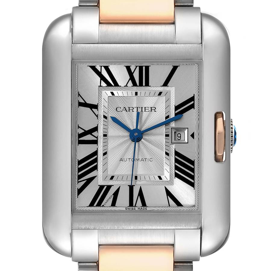 Cartier Silver 18k Rose Gold And Stainless Steel Tank Anglaise W5310007 Automatic Men's Wristwatch 30 Mm