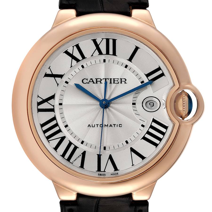 Cartier Silver 18k Rose Gold Ballon Bleu W6900651 Automatic Men's Wristwatch 42 Mm
