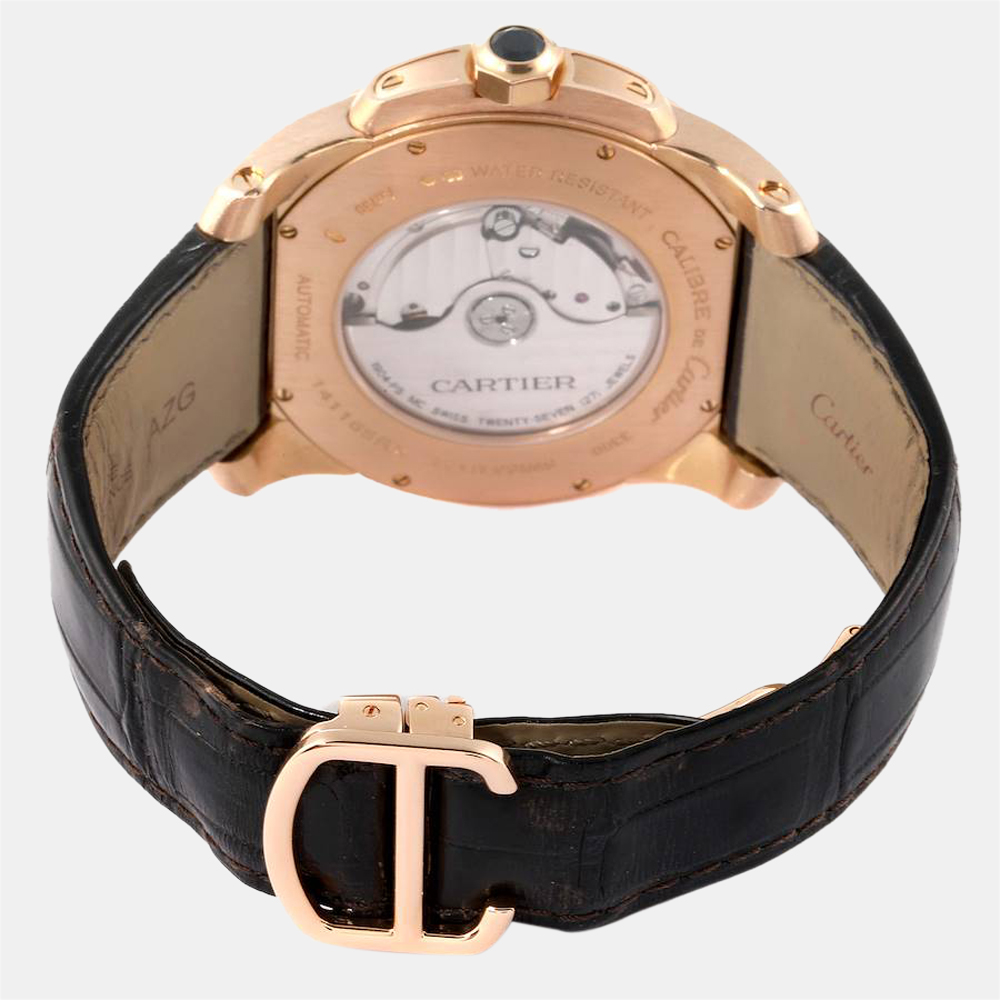 Cartier Brown 18k Rose Gold Calibre W7100007 Automatic Men's Wristwatch 42 Mm