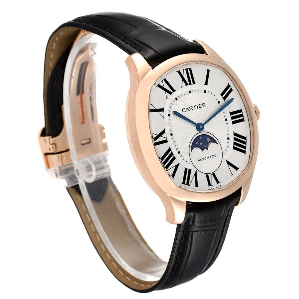 Cartier Silver 18k Rose Gold Drive WGNM0008 Automatic Men's Wristwatch 40 Mm