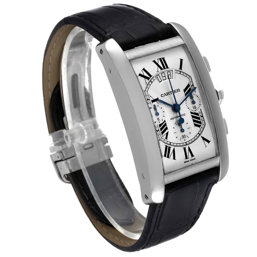 Cartier Silver 18k White Gold Tank Americaine W2609456 Automatic Men's Wristwatch 31 Mm