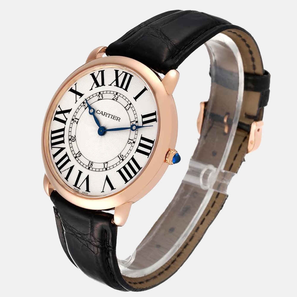 Cartier Silver 18k Rose Gold Ronde Louis W6801004 Manual Winding Men's Wristwatch 42 Mm