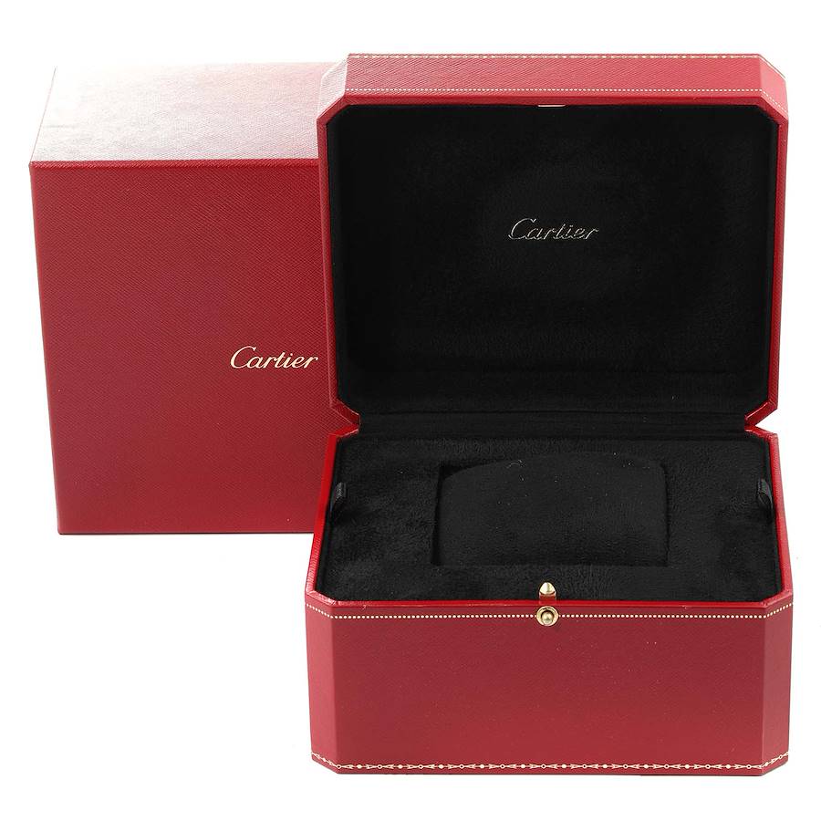 Cartier Silver Diamond 18k White Gold Ronde Louis WR000551 Manual Winding Men's Wristwatch 36 Mm