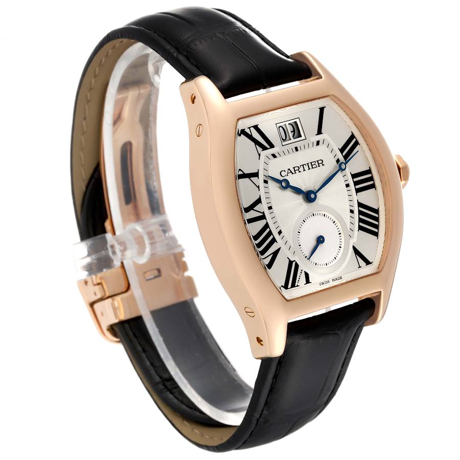 Cartier Silver 18k Rose Gold Tortue W1556234 Manual Winding Men's Wristwatch 38 Mm